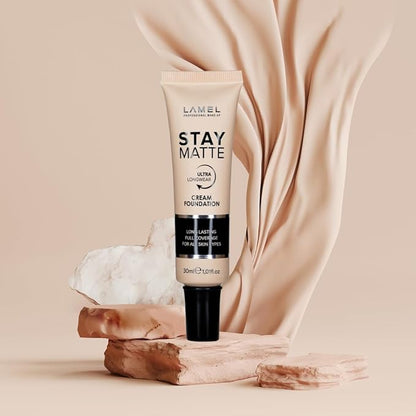 Foundation Stay Matte - Full Coverage Foundation - Long-Lasting & Waterpoof - Dewy & Flawless Finish - For All Skin Type - Organic & Oil-Free, 403-1.01fl.oz (Ivory)