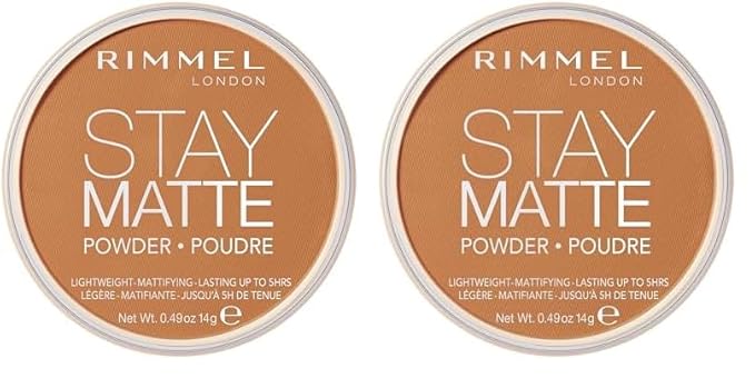 Rimmel London Stay Matte - 025 Toffee - Pressed Powder, Lightweight, High Coverage, Shine Control, 0.49oz (Pack of 2)