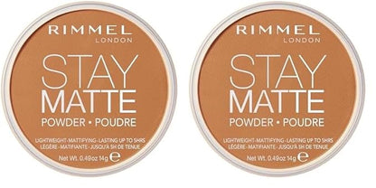 Rimmel London Stay Matte - 025 Toffee - Pressed Powder, Lightweight, High Coverage, Shine Control, 0.49oz (Pack of 2)