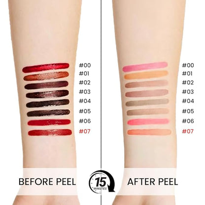 Matte Liquid Lip Stain Peel Off Lip liner Tattoo, Orange Red Matte Peel Off Lip Stain, Long Lasting Waterproof Lipstick Lip Gloss Stain, Transfer-proof for All Skin Types, 0.12 fl oz 07#