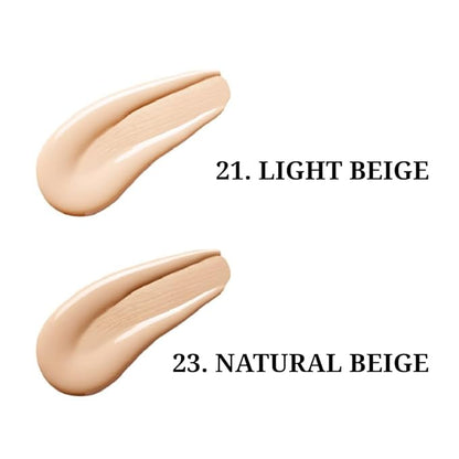 VINNE Korean Cushion Foundation, Lightweight, Essence Makeup Natural and Dewy Finish, 12-Hour Lasting Effect, 0.42 Oz- #21 Light Beige (Refill Not Included)