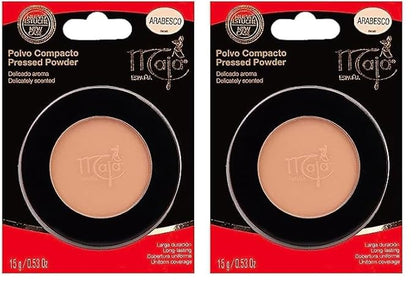 Maja Pressed Compact Powder, Creme Powder for Flawless Uniform Coverage, Skin Matte, Without Shine, Long Lasting Effect, Pressed Powder with Mirror, Arabesco Color, 0.53 Oz, Powder Box (Pack of 2)