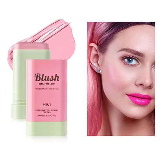 LAMUSELAND Cream Blush Stick, Multi Use Waterproof Natural Face Blush, Moisturize, Long-lasting, Pigmented & Blendable, Matte Makeup Blush Stick for Cheeks Eyes Lips (cherry pink)