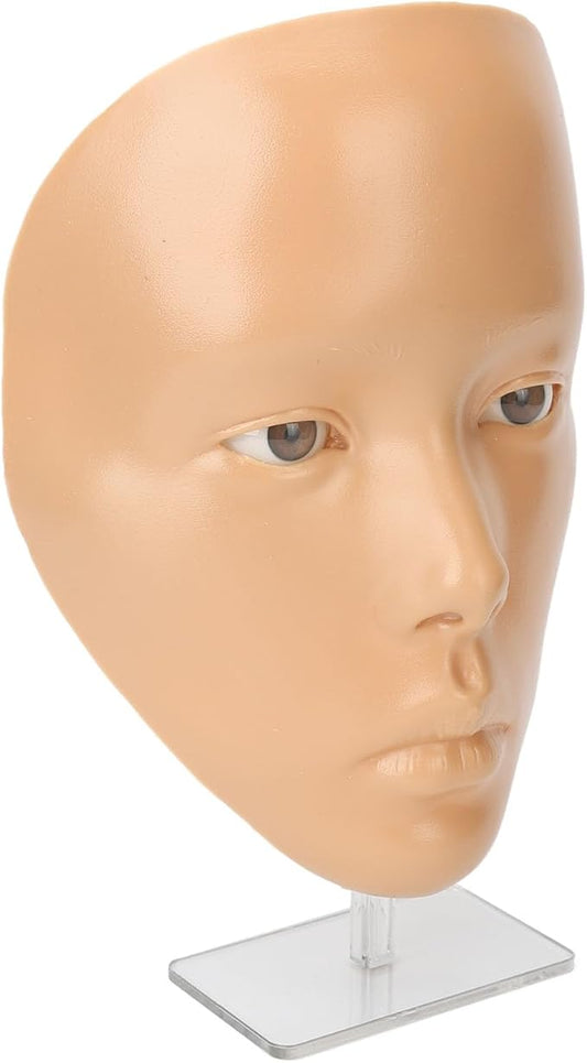JTLB Makeup Practice Face with Plastic Stand 5D Silicone Full Face Makeup Practice BoardReusable Mannequin Tool for Beginner (Wheat Skin)