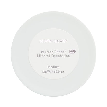 Sheer Cover Perfect Shade - Mineral Foundation Makeup Kit w Free Foundation Brush - Medium Shade - Foundation Powder Makeup and Mineral Makeup, Best Full Coverage Foundation 4 Grams