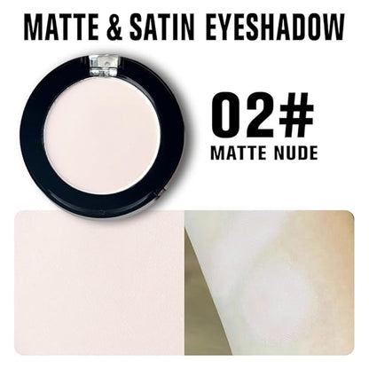 Monochrome Matte Highlighting Pressed Powder | 2025 Trend Silky-Soft, Long-Lasting Brightening & Setting Powder, Multipurpose Face Eye Shadow makeup, Oil-control Natural Finish | Talc-Free (02#-B)