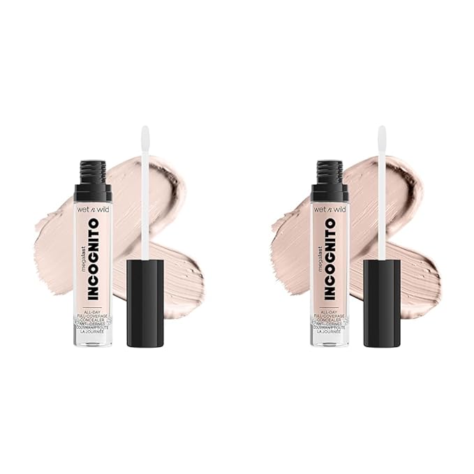 wet n wild Mega Last Incognito All-Day Full Coverage Liquid Matte Concealer Bundle, Fair Beige & Light Beige, 0.18 Ounce Each