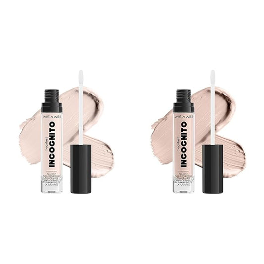 wet n wild Mega Last Incognito All-Day Full Coverage Liquid Matte Concealer Bundle, Fair Beige & Light Beige, 0.18 Ounce Each