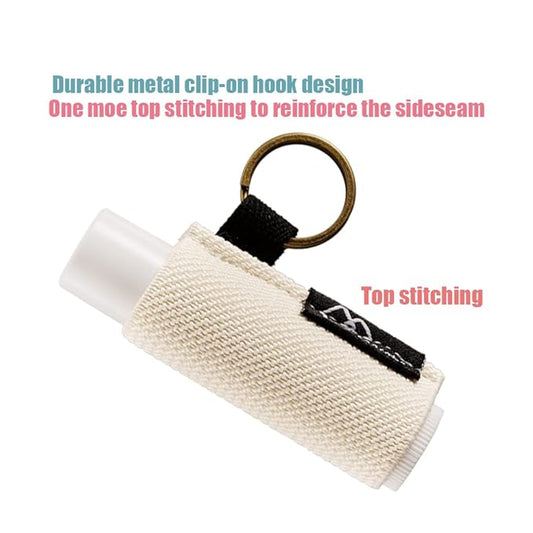 WK IEASON - Lip Balm Holder Keychain Clip On Lipstick Sleeve Chapstick Sleeve Holder Keychain Pack of 5 (Beige/green/yellow/black/rose)