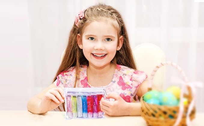 M&U Sparkle Lip Gloss Set with Handbag, 7Pcs Assorted Flavors Hydrating Lip Balm Party Favor Make-up for Kids and Teens Ages 5+