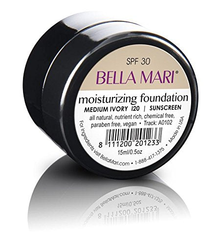 Bella Mari Natural Moisturizing Foundation, Medium Ivory (I20); 0.5floz Glass