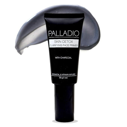 Palladio Skin Detox Clarifying Face Primer with Charcoal, creates a smooth base for makeup application, protects skin, provides long wear flawless glam look, 1 ounce