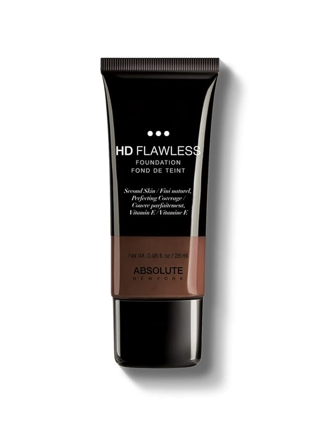 Absolute New York HD Flawless Fluid Foundation, Lightweight and Buildable, Water-Based Liquid Foundation, Healthy Radiance To The Skin (AHDF12 Espresso, .95 fl oz)