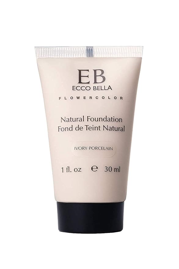 Ecco Bella Liquid Foundation Makeup - Lightweight, Buildable Coverage - Hydrating Foundation - Clean Foundation Makeup, Vegan - Protects & Hydrates Skin - Ivory Porcelain