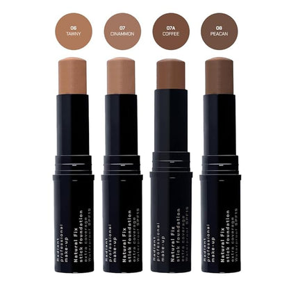 Radiant Professional Natural Fix Extra Coverage Stick Foundation - Full Coverage Waterproof Foundation & Contouring Stick - SPF 15 Paraben & Oil Free Matte Finish - 8.5 g - Peacan (08)