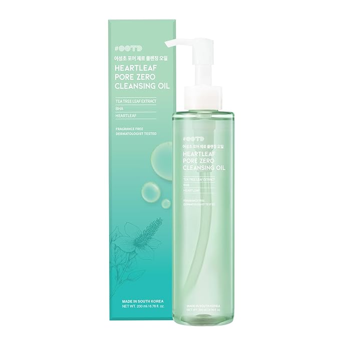 Deep Cleansing Oil Makeup Remover for Face, Heartleaf BHA Tea Tree Mild Soothing Pore Tightening Blackhead Care. Heartleaf Pore Zero Cleansing Oil 200ml 6.76 Fl. Oz.