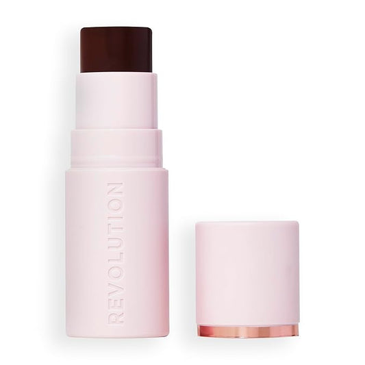 Revolution, Skin Silk Bronzer Stick, Buildable Color for Cheek, Eye, & Lip, Cream-to-Powder Formula, Vegan & Cruelty-Free, Deep Mocha, 0.15 oz