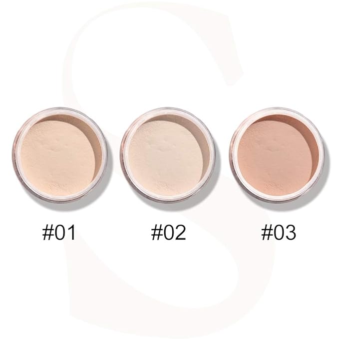 Oil Control Loose Powder Setting Make Up Waterproof Poreless Long Lasting Soft-Matte Face Powder Makeup, 0.32Oz (02)