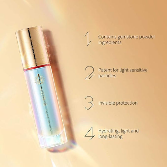 Gemstone Poreless Face Primer, Lightweight & Long-Lasting Makeup Primer for Face, Contains Ruby Powder for Hydrating, Skin Tone Correcting and Brightening, 1 Fl Oz