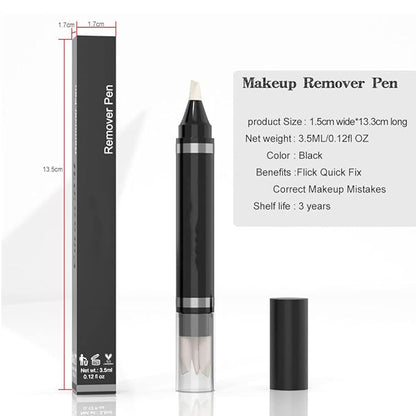 Eye Makeup Remover Pen, Makeup Remover Eraser Stick Corrector Stick Lipstick Eyeliner Eraser for Instant Touch Up Correction, Mascara Smudges Correction,Travel-Friendly Makeup Removing Pen With 3 Replacement Heads