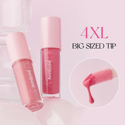 Peripera Ink Glasting Lip Gloss, Non-Sticky, Gloss Shine, 4XL Wand for Easy Application, Korean Lip Gloss, Fuller Looking Lips, Buttery Soft, Long Lasting Lip (013 GET HAPPY)