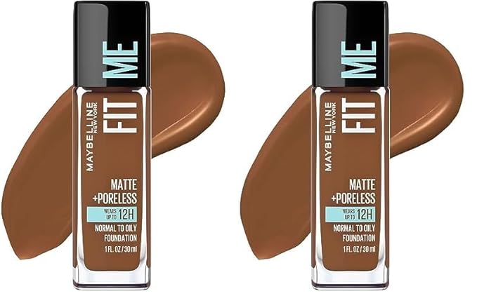Maybelline Fit Me Matte + Poreless Liquid Foundation Makeup, Deep Golden, 1 fl; oz; Oil-Free Foundation (Pack of 2)