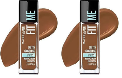 Maybelline Fit Me Matte + Poreless Liquid Foundation Makeup, Deep Golden, 1 fl; oz; Oil-Free Foundation (Pack of 2)