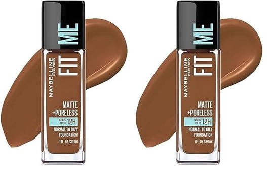 Maybelline Fit Me Matte + Poreless Liquid Foundation Makeup, Deep Golden, 1 fl; oz; Oil-Free Foundation (Pack of 2)