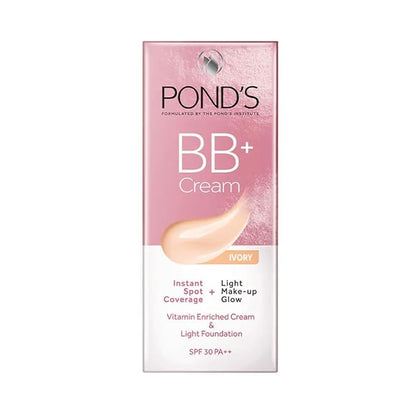 POND-S BB+ Cream, Lightweight Natural Foundation, Ivory, All Skin Types 30g (Pack of 2)