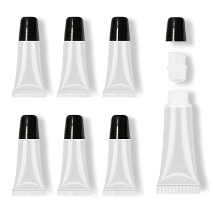 AMORIX 6 Packs Lip Gloss Tubes 5ml Black Cap Lip Gloss Containers Empty Lip Balm Tubes Cosmetic Squeeze Lipgloss Tubes for DIY Lip Gloss Base
