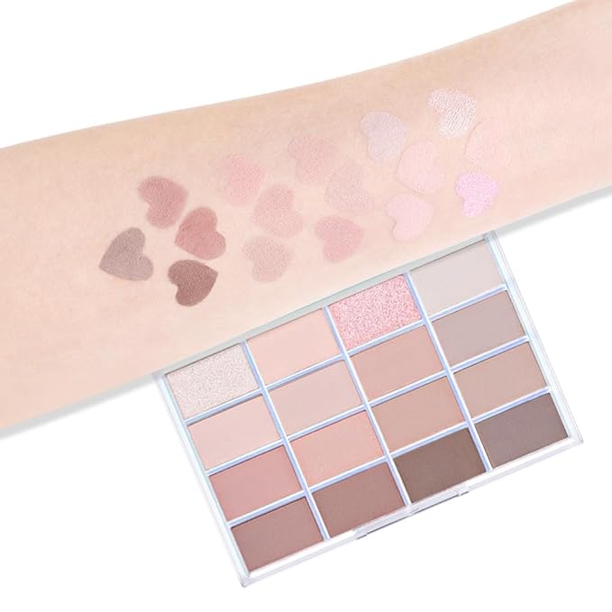 16Colors Light Beige Coral Brown Basics Matte Eyeshadow Palette,Eye Shadow Travel Makeup Palette all in one Long Lasting Waterproof Ultra-Blendable,Great for Travel Gift Kit