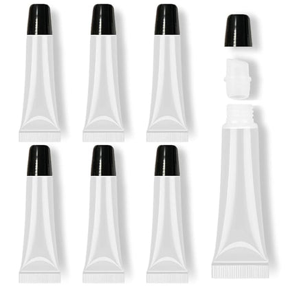 AMORIX 6pcs Empty Lip gloss Tubes Containers 15ml Black Refillable Empty Squeeze Tubes Clear Cosmetic Containers Soft Tube for Women Girls DIY Lip Gloss Cosmetics