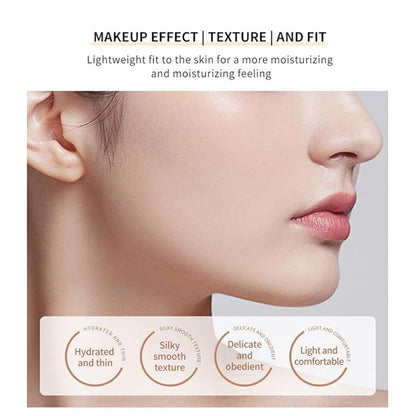 LAMUSELAND Air Cushion BB Cream Foundation, 2 Shades Tinted Moisturizing Waterproof Long-lasting Nude Natural Concealer, Oil Control BB Cream Makeup (Ivory, 1)