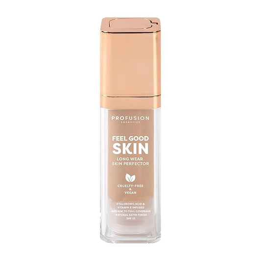 Profusion Cosmetics Feel Good Skin Perfector, Foundation Makeup for Radiant, Satin Finish, Available in 12 Curated Shades (Medium 320, 1)