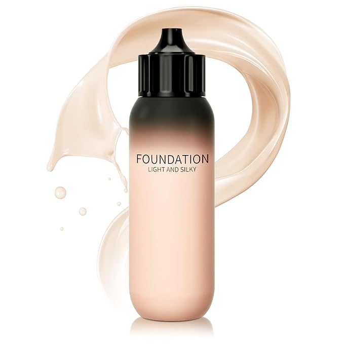 Full Coverage Liquid Foundation - Lightweight & Waterproof Moisturizing Foundation, Oil-Free & Nourishing Formula Concealer for Flawless and Long - Lasting Face Makeup & All Skin Types (#01 Ivory)