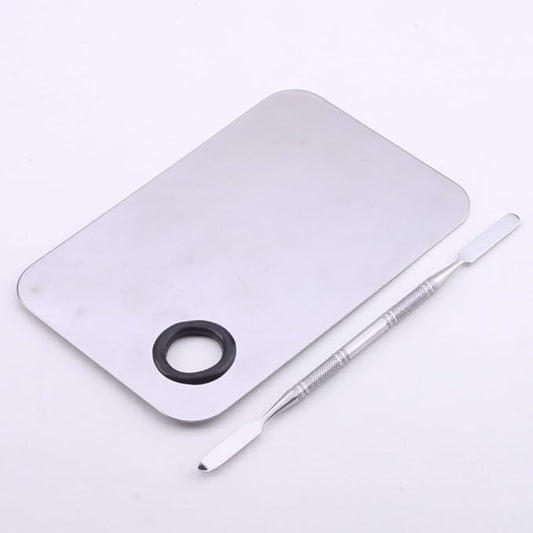 Stainless Steel Professional Pro Lady Cosmetic Makeup Palette Nail Eye Shadow Mixing Makeup Palette with Spatula Tool(150x100MM)