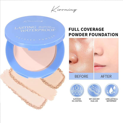 LAMUSELAND Pressed Powder Compact, Oil Control Brighten Skin 6 Colors Face Powder, Whitening Highlighting Face Makeup Tools for Women Girls (KI01)