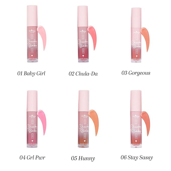 Italia Deluxe 6 Set of Soft Matte Blush Cheeky Baby Face & Body Professional makeup Highlighters Sheer Finish + Free Zipper Bag, 0.18 Ounce e [1pc]