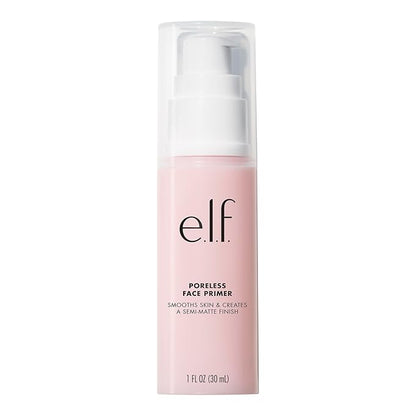 e.l.f, Poreless Face Primer - Large, Silky, Skin-Perfecting, Lightweight, Long Lasting, Absorbs Quickly, Smooths, Preps, Creates Flawless Base, Infused with Tea Tree and Vitamins A & E, 1.01 Fl Oz