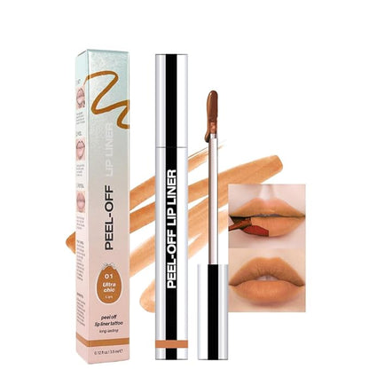 Matte Liquid Lip Stain Peel Off Lip liner Tattoo, Orange Brown Matte Peel Off Lip Stain, Long Lasting Waterproof Lipstick Lip Gloss Stain, Transfer-proof for All Skin Types 0.12 fl oz 01#