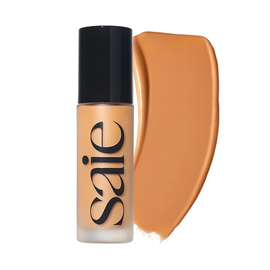 Saie Glowy Super Skin Tint Liquid Foundation - Hydrating Serum Foundation with Lightweight, Medium Coverage - Formulated with Hyaluronic Acid to Hydrate, Brighten and Plump - Shade 21 (1.01 oz)