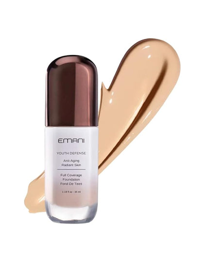 Emani Hydrawear 12-Hour Liquid Foundation - Buildable Coverage, Lightweight & Hydrating - Vegan, Cruelty-Free - 1.18 Fl Oz, Golden Amber (Cool Medium)