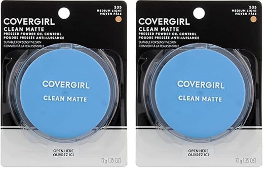 COVERGIRL Clean Matte Pressed Powder Medium Light, .35 Ounce (packaging may vary) (Pack of 2)