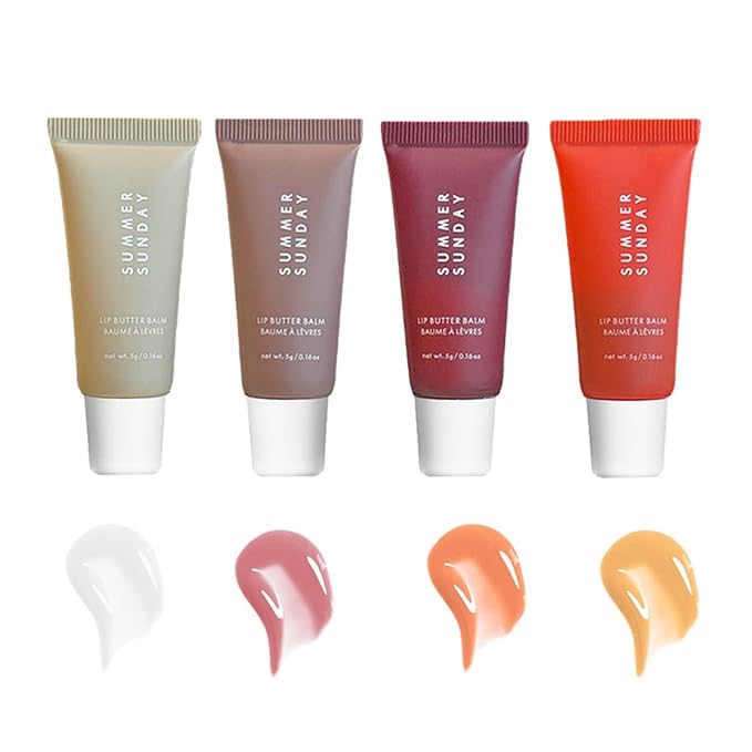 Mini Lip Butter Lip Gloss set, Smooth, Hydrating, Non-Sticky Lip Gloss for Soft and Supple Lips, Perfect for Travel & Gifts (Set A, S)