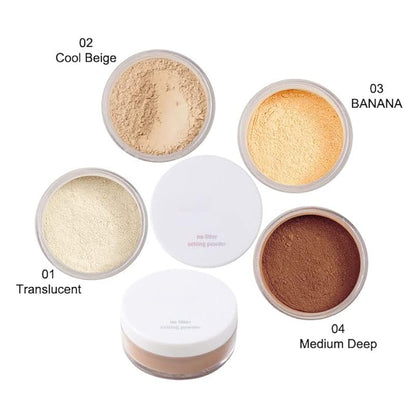 2 Pcs PHOERA Translucent Setting Powder, Control Oil Brighten Skin Color Cover Blemish Face Setting Loose Powder。 (01 Translucent)