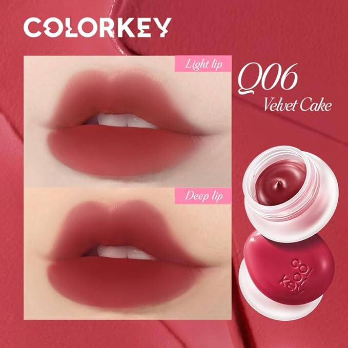 COLORKEY Bouncy Multi-Purpose Mud, Lip Tint, cheek, Moist Fit Without Stickiness, non-sticky, Creamy Soft Texture,Smudge-Proof (Q06-Velvet Cake, 4.5g)