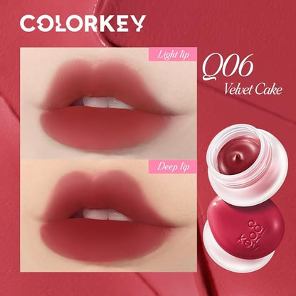 COLORKEY Bouncy Multi-Purpose Mud, Lip Tint, cheek, Moist Fit Without Stickiness, non-sticky, Creamy Soft Texture,Smudge-Proof (Q06-Velvet Cake, 4.5g)