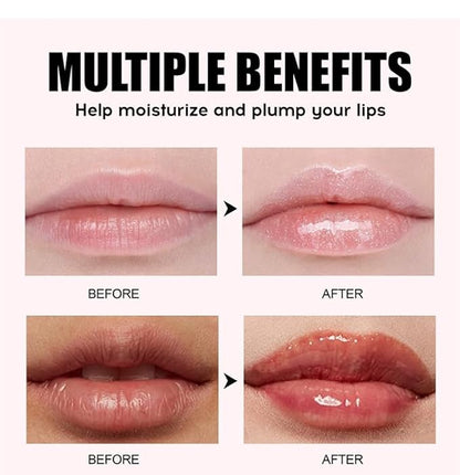 8 Colors Lip Plumping Gloss With Big Brush Head, Moisturizing Formula, Visibly Defines & Plumps Lips Repairing Lightening Lines Fresh Clear Smooth Care (# 06)