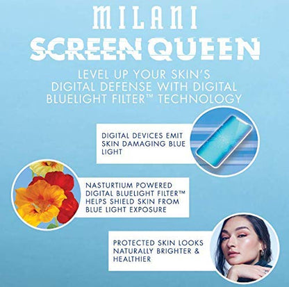 Milani Screen Queen Liquid Foundation Makeup - Cruelty Free Foundation With Digital Bluelight Filter Technology (Spiced Toffee)
