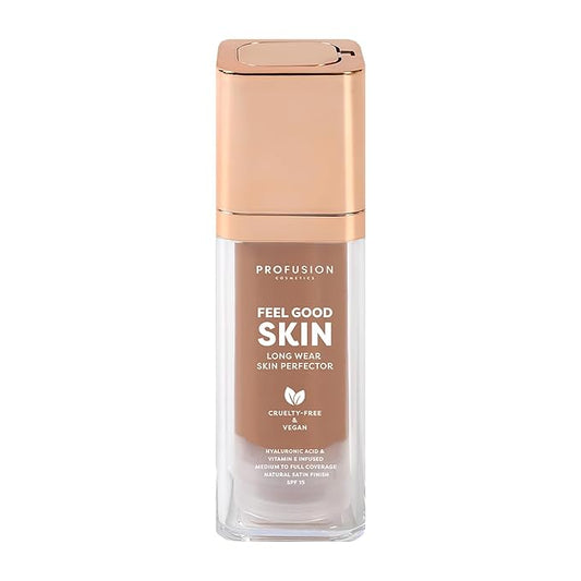 Profusion Cosmetics Feel Good Skin Perfector, Foundation Makeup for Radiant, Satin Finish, Available in 12 Curated Shades (Deep 500, 1)
